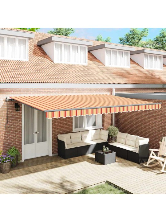 Sissetõmmatav varikatus kollane ja oranž 500 × 350 cm kangas
