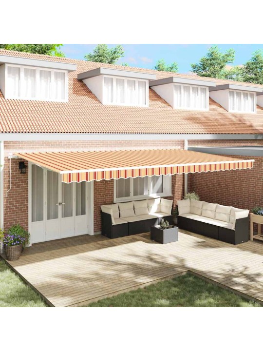 Sissetõmmatav varikatus striped kollane, oranž 600 × 300 cm