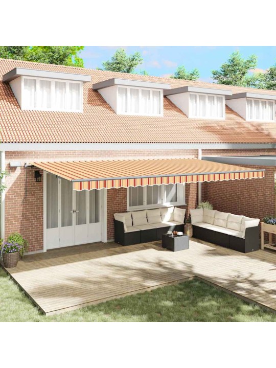 Sissetõmmatav varikatus kollane ja oranž 600 × 300 cm kangas