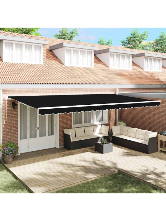 Sissetõmmatav varikatus must 600 × 300 cm polüester, metall