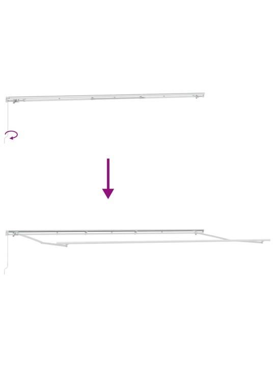 Sissetõmmatav varikatus valge 600 × 300 cm polüester, metall
