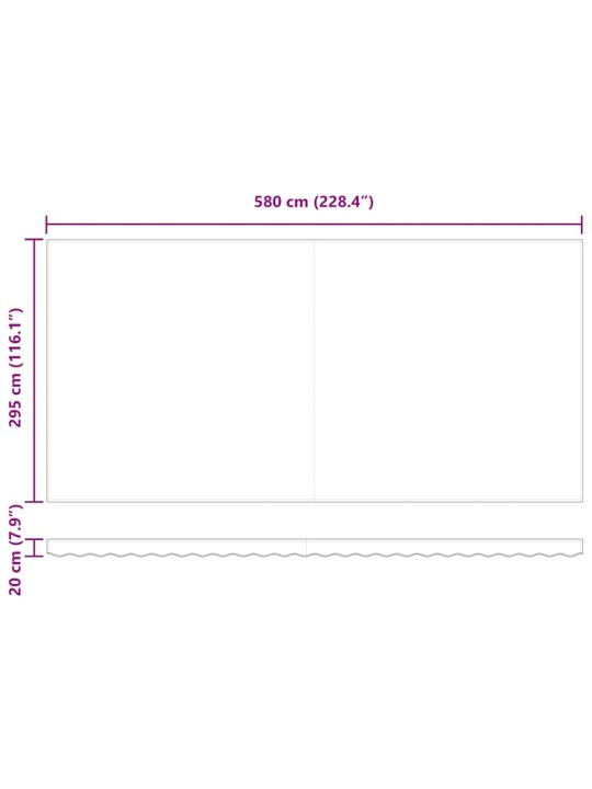 Sissetõmmatav varikatus valge 600 × 300 cm polüester, metall