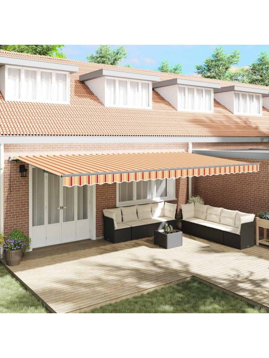 Sissetõmmatav varikatus kollane ja oranž 600 × 350 cm kangas