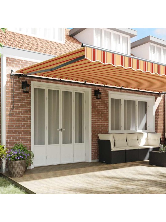 Sissetõmmatav varikatus kollane ja oranž 600 × 350 cm kangas
