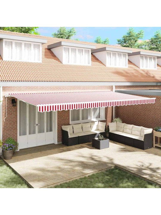 Sissetõmmatav varikatus 600 × 350 cm punane ja valge