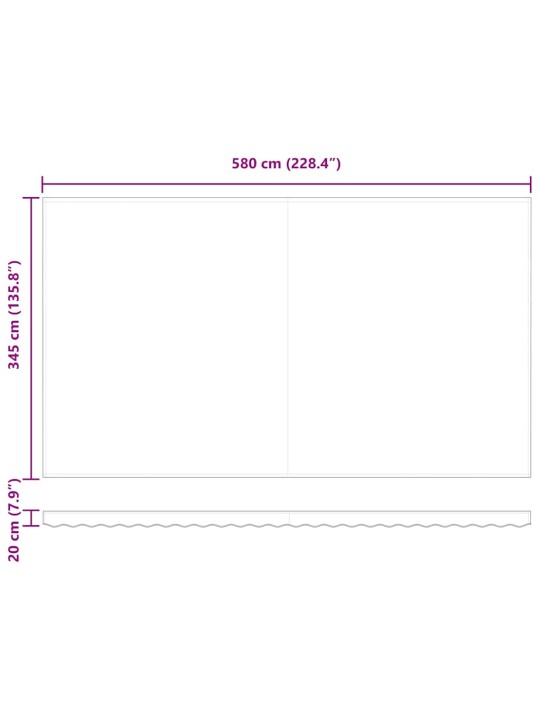 Sissetõmmatav varikatus punane ja valge 600 × 350 cm kangas