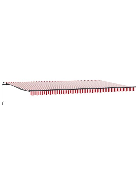 Sissetõmmatav varikatus punane ja valge 600 × 350 cm kangas