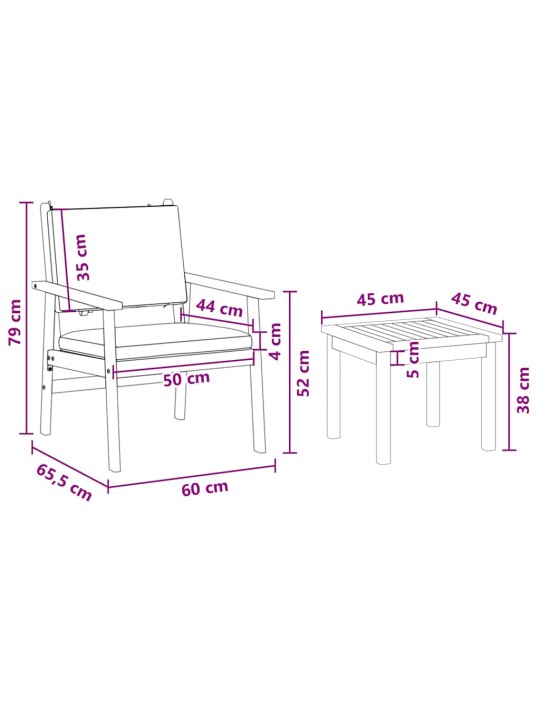 Aia diivanikomplekt 6 tk pruun 45 x 45 x 38 cm akaatsiapuit