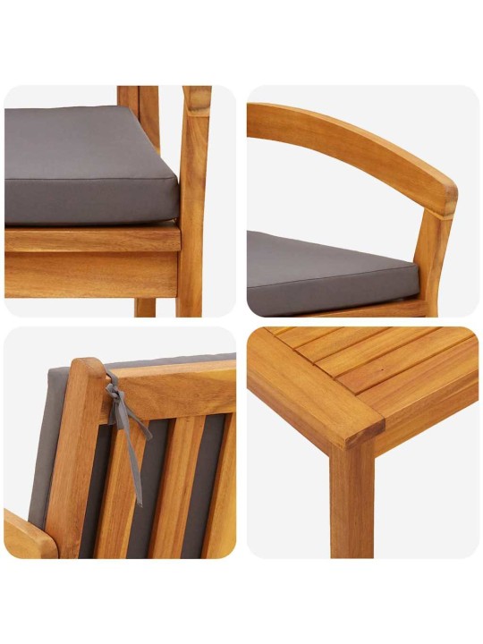 Bistrokomplekt 4 tk pruun 75 x 45 x 38 cm akaatsiapuit