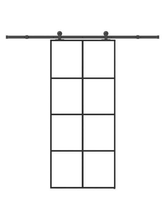 Liuguks tarvikutega, 90 x 205 cm, esg-klaas ja alumiinium