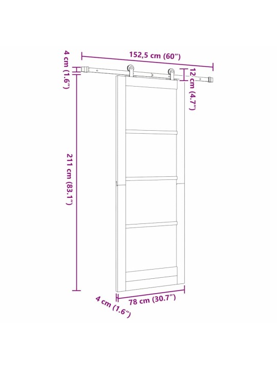 Liuguks valge 78 x 211 cm puit ja metall