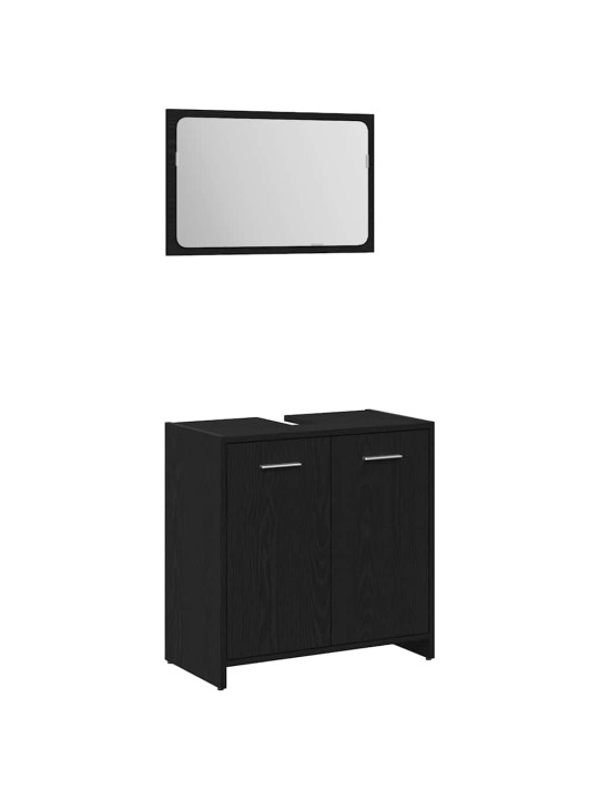 Vannitoamööbli komplekt uksega 3 tk must tamm 60 x 33 x 60 cm