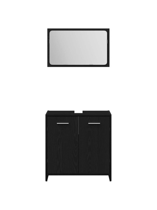 Vannitoamööbli komplekt uksega 3 tk must tamm 60 x 33 x 60 cm
