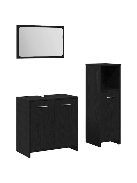 Vannitoamööbli komplekt uksega 3 tk must tamm 60 x 33 x 60 cm