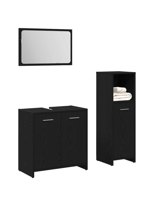 Vannitoamööbli komplekt uksega 3 tk must tamm 60 x 33 x 60 cm