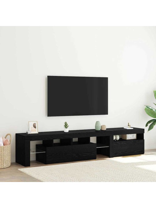 2 tk led valgustusega tv kapid mustast tammest tehispuidust