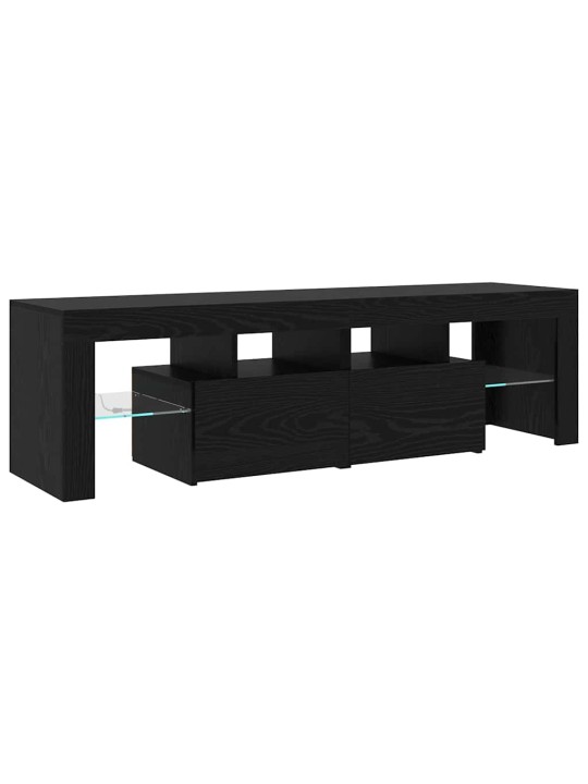 2 tk led valgustusega tv kapid mustast tammest tehispuidust