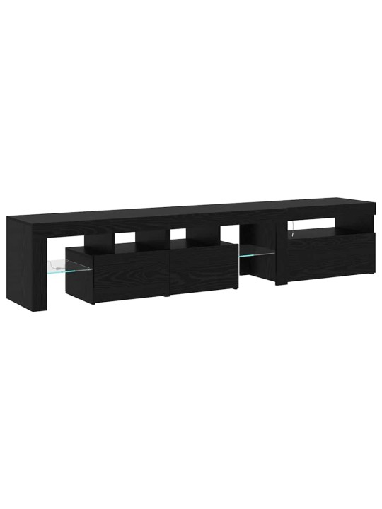 2 tk led valgustusega tv kapid mustast tammest tehispuidust