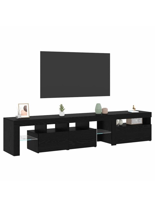 2 tk led valgustusega tv kapid mustast tammest tehispuidust