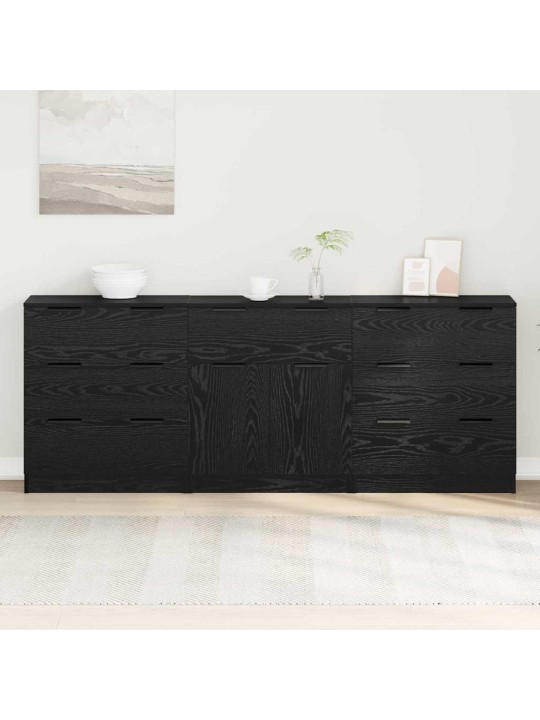 Kõide sahtliga 3 tk must tamm 60 x 30 x 70 cm tehispuit