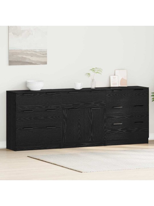 Kõide sahtliga 3 tk must tamm 60 x 30 x 70 cm tehispuit