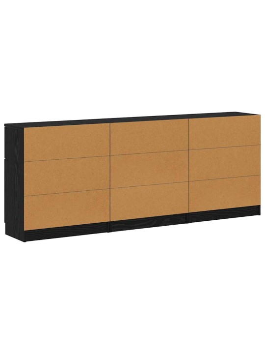 Kõide sahtliga 3 tk must tamm 60 x 30 x 70 cm tehispuit