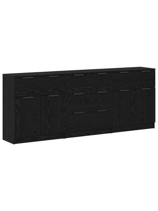 Kõide sahtliga 3 tk must tamm 60 x 30 x 70 cm tehispuit