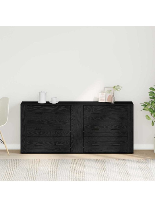 Külglaud sahtliga must tamm 160 x 33 x 70 cm tehispuit