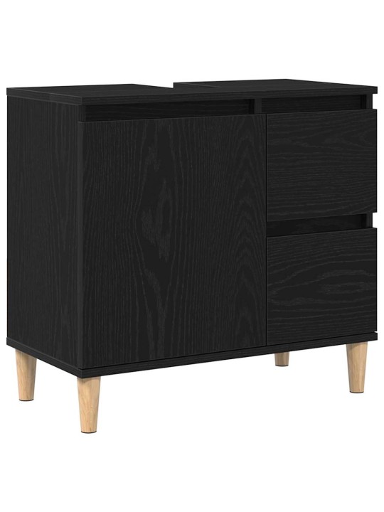 Vannitoa mööblikomplekt uksega 3 tk must 30 x 30 x 180 cm tehispuit