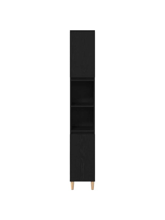 Vannitoa mööblikomplekt uksega 3 tk must 30 x 30 x 180 cm tehispuit