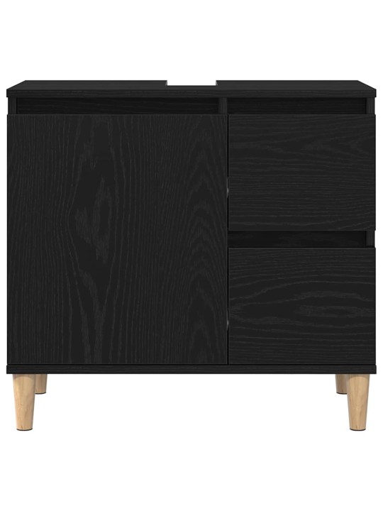 Vannitoa mööblikomplekt uksega 3 tk must 30 x 30 x 180 cm tehispuit