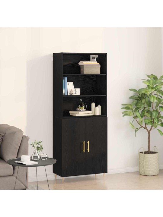 Kõrge kapp must tamm 69.5x34x180 cm töödeldud puit