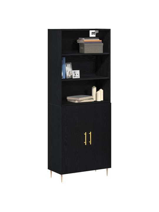 Kõrge kapp must tamm 69.5x34x180 cm töödeldud puit