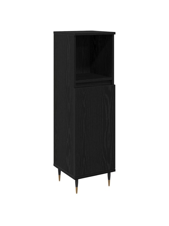 Vannitoa mööblikomplekt uksega 3 tk must tamm 30 x 30 x 190 cm