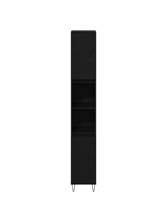 Vannitoa mööblikomplekt uksega 3 tk must tamm 30 x 30 x 190 cm