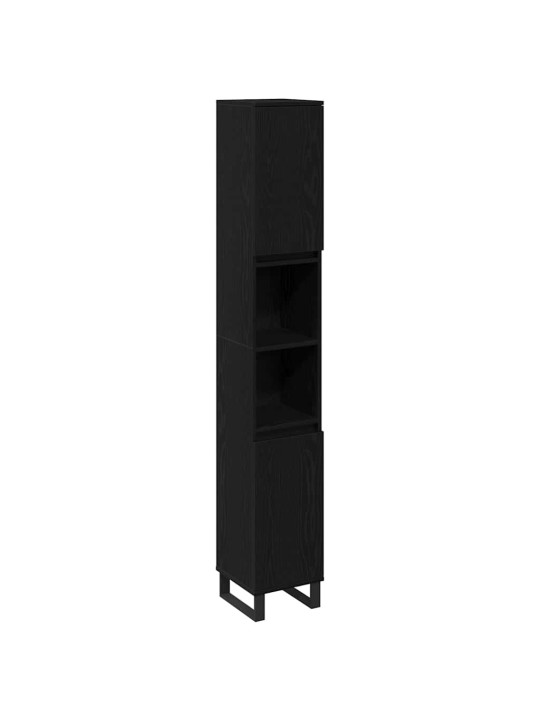 Vannitoa mööblikomplekt uksega 3 tk must 30 x 30 x 190 cm tehispuit