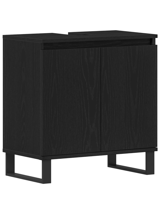 Vannitoa mööblikomplekt uksega 3 tk must 30 x 30 x 190 cm tehispuit