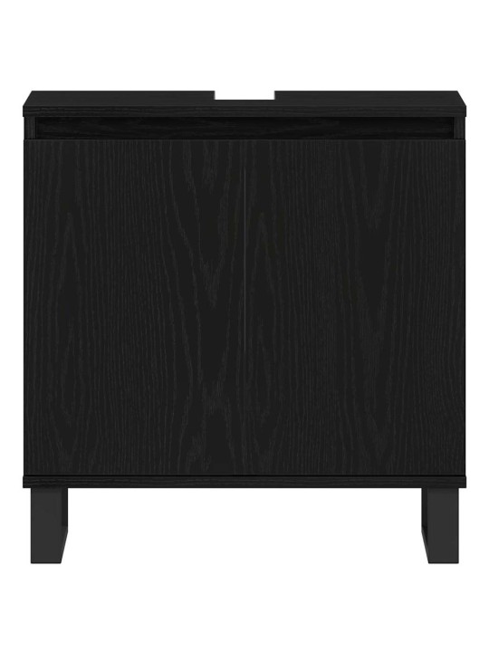 Vannitoa mööblikomplekt uksega 3 tk must 30 x 30 x 190 cm tehispuit