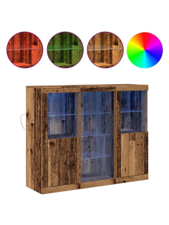 Kummut led-valgustitega vana puu 123x37x100 cm tehispuit
