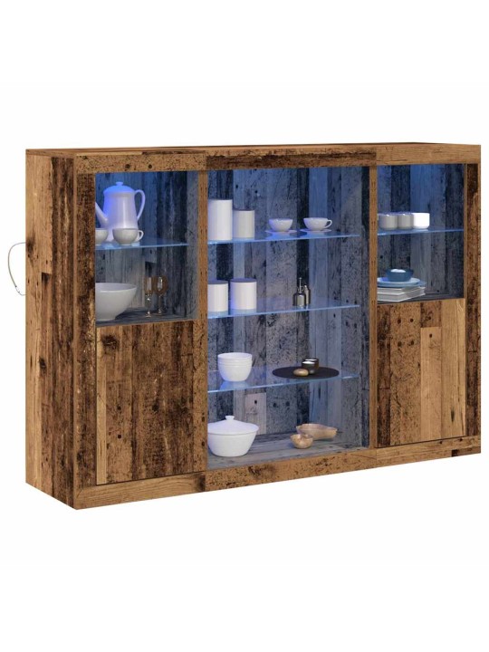 Kapp led valgustitega, vana puit 142.5x37x100 cm, tugevdatud puit