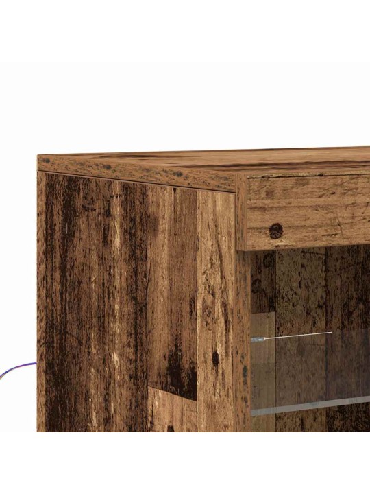Sideboard led valgustitega vana puit 181.5x37x100 cm tehispuit