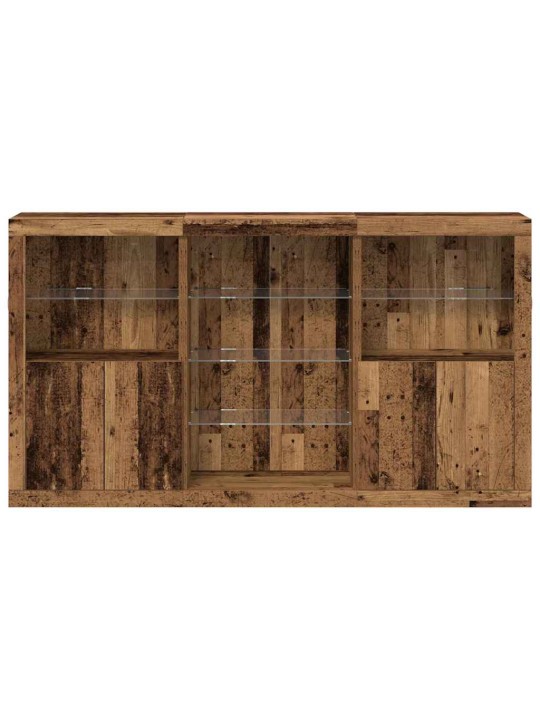 Sideboard led valgustitega vana puit 181.5x37x100 cm tehispuit