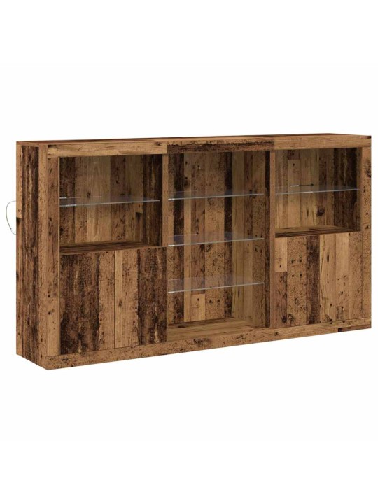 Sideboard led valgustitega vana puit 181.5x37x100 cm tehispuit
