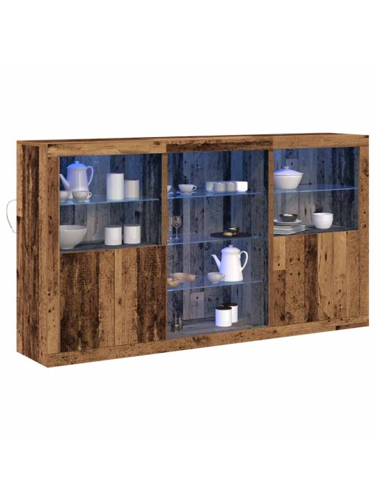 Sideboard led valgustitega vana puit 181.5x37x100 cm tehispuit