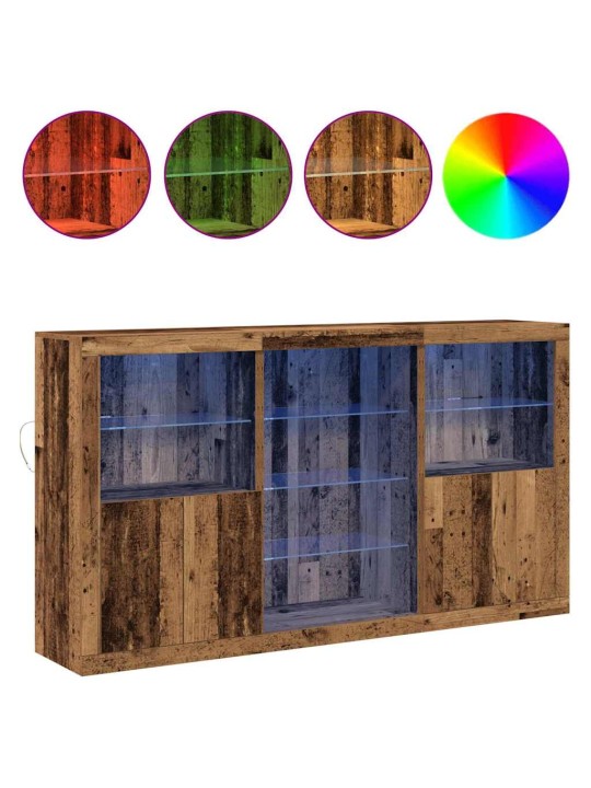 Sideboard led valgustitega vana puit 181.5x37x100 cm tehispuit