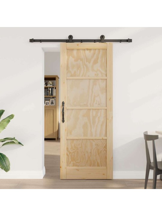Liuguks naturaalne ja must 78 x 202 cm tugev männipuit ja teras