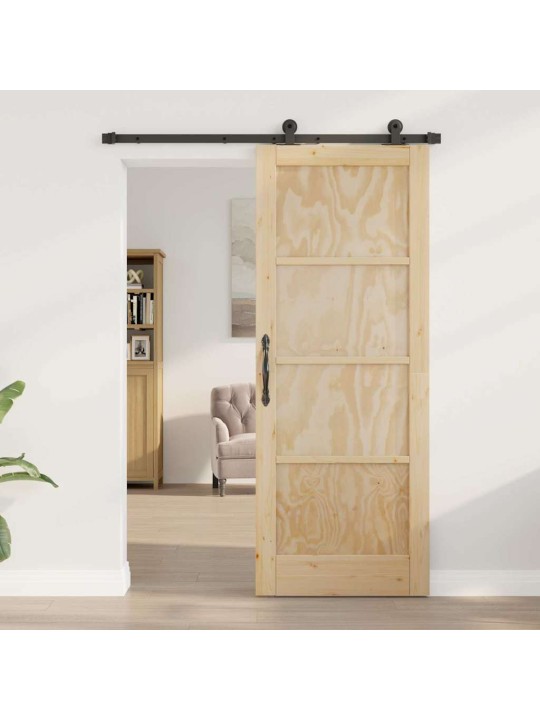 Liuguks naturaalne ja must 78 x 202 cm tugev männipuit ja teras