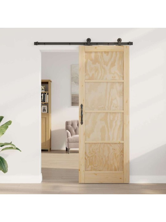 Liuguks naturaalne ja must 78 x 211 cm tugev männipuit ja teras