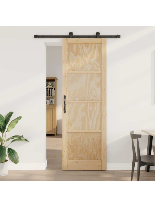 Liuguks naturaalne ja must 78 x 232 cm tugev männipuit ja teras
