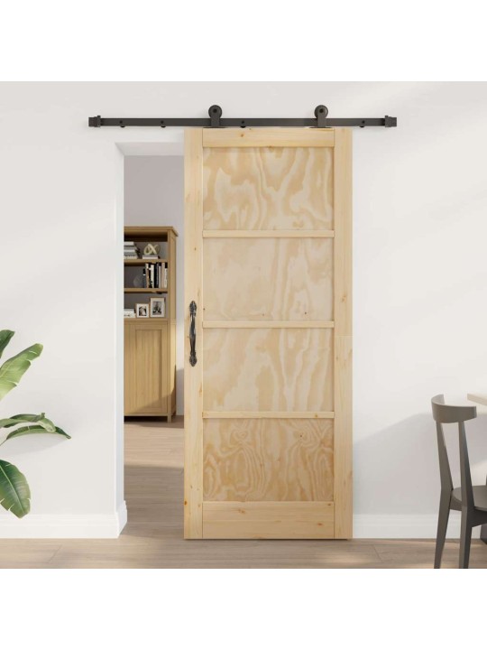 Liuguks naturaalne ja must 83 x 202 cm tugev männipuit ja teras